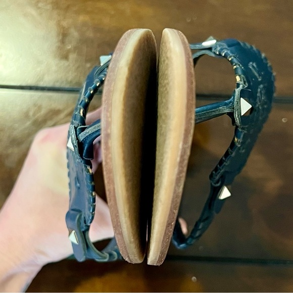 Jack Rogers Georgica Leather Flat Sandals - Midnight Navy Blue- Size 9 - Picture 3 of 6